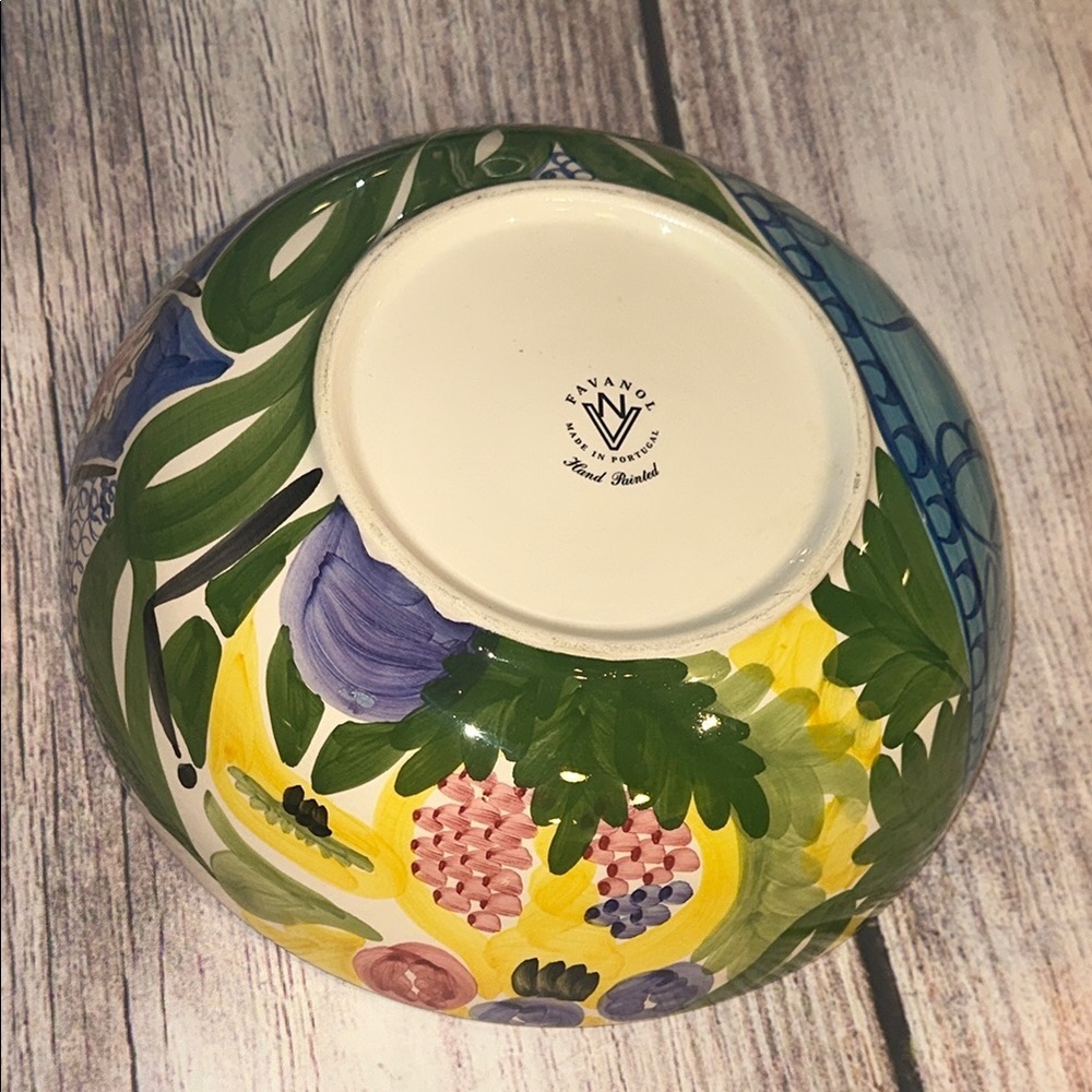 FAVANOL Hand Painted in Portugal Floral Ceramic Serving Bowl & Cream & Sugar Set - Picture 14 of 17